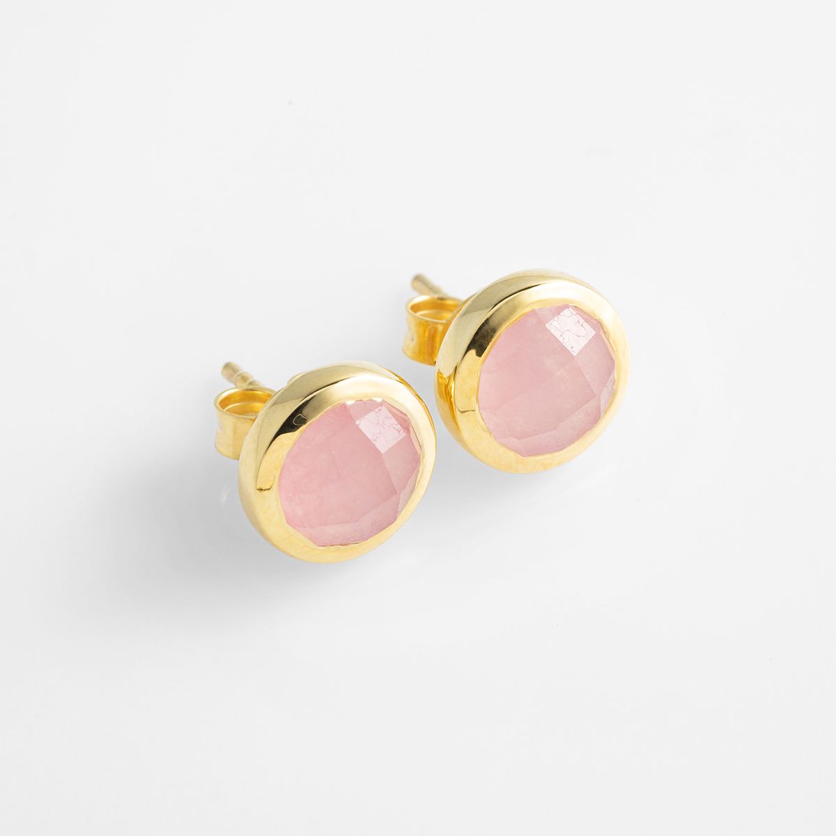 Bezel set agate - Ohrstecker - Rosa