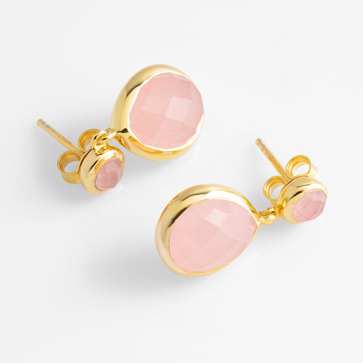 Bezel set agate - Ohrstecker - Rosa