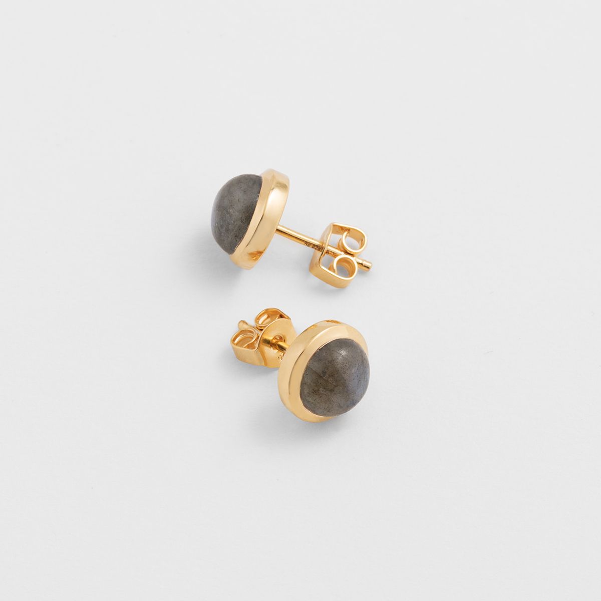 Bezel set labradorite - Ohrstecker - Grau