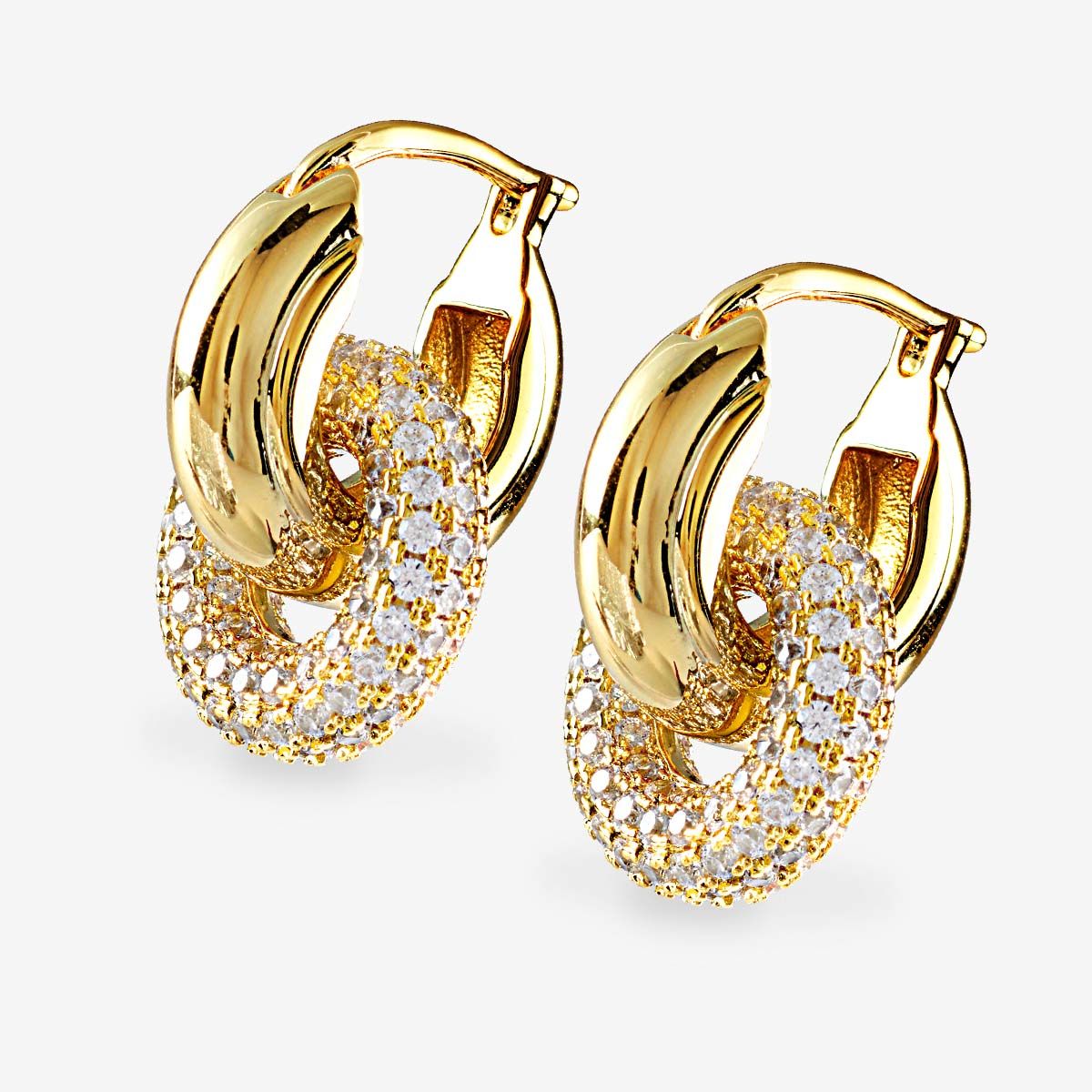 The Pave Interlock Hoops - Creolen - Gold