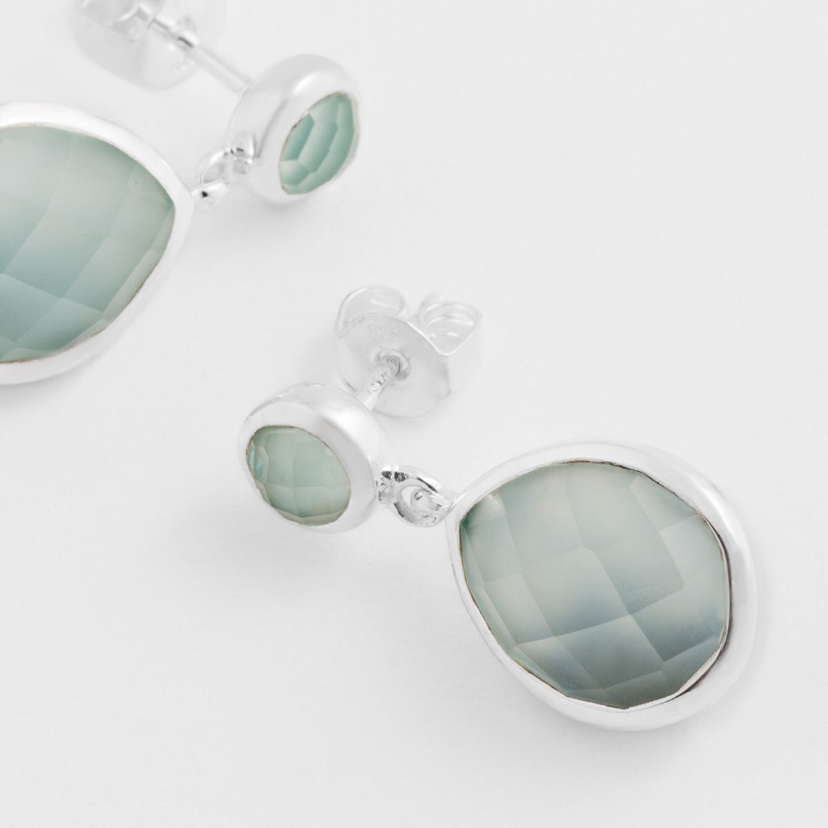 Drop-shaped agate - Ohrstecker - Aqua