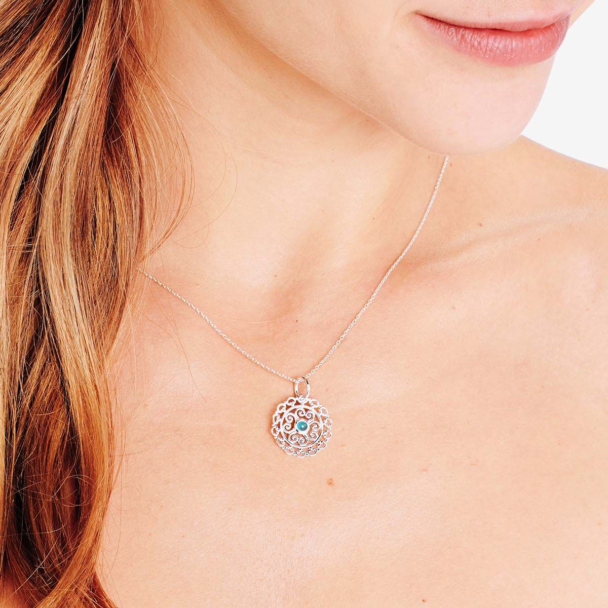 Blue quartz pendat - Kettenanhänger - Silber