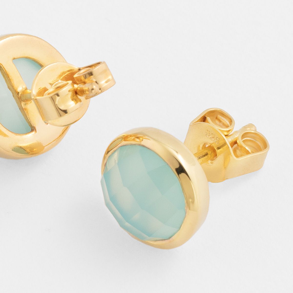 Faceted agate - Ohrstecker - Aqua