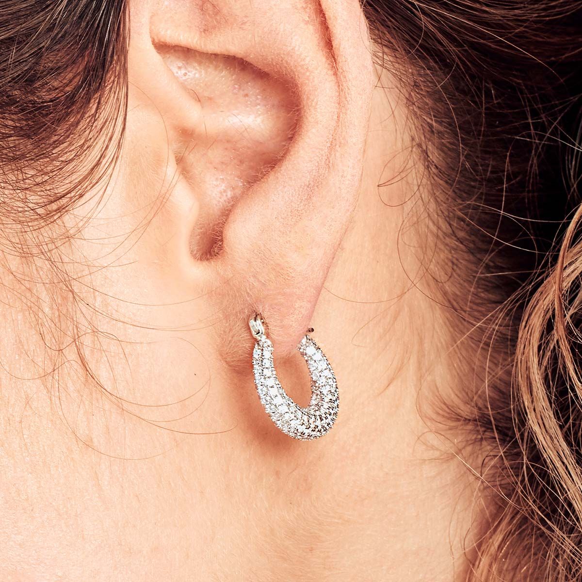The pave mini martina hoops - Creolen - Silber