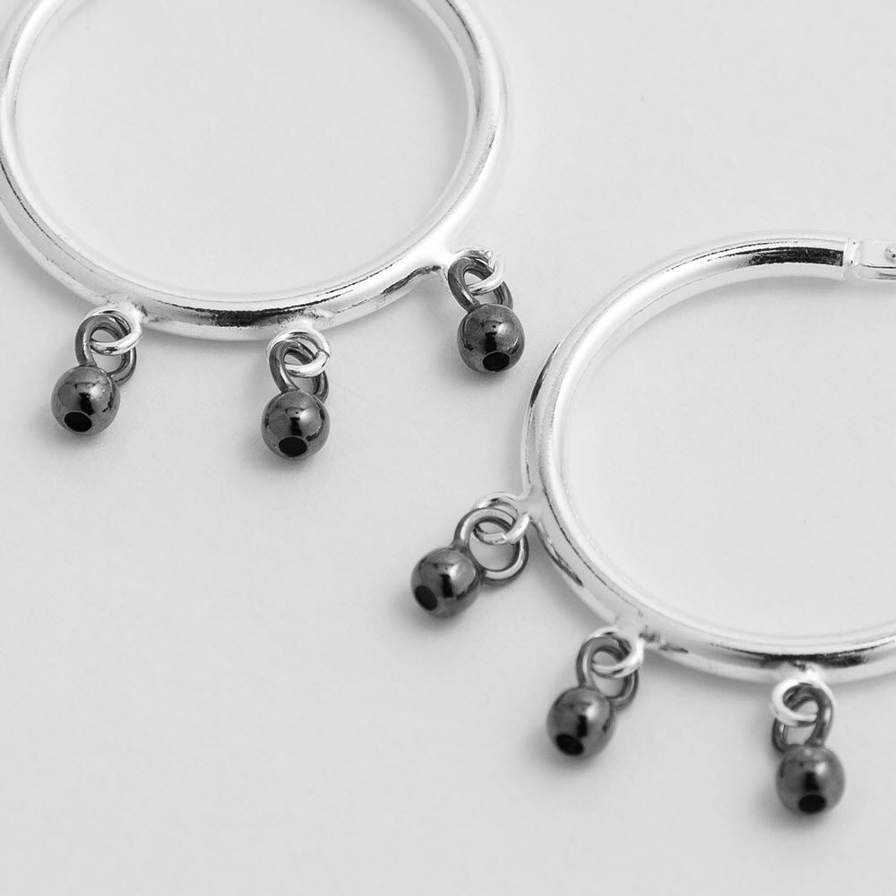 Beaded polished - Creolen - Silber