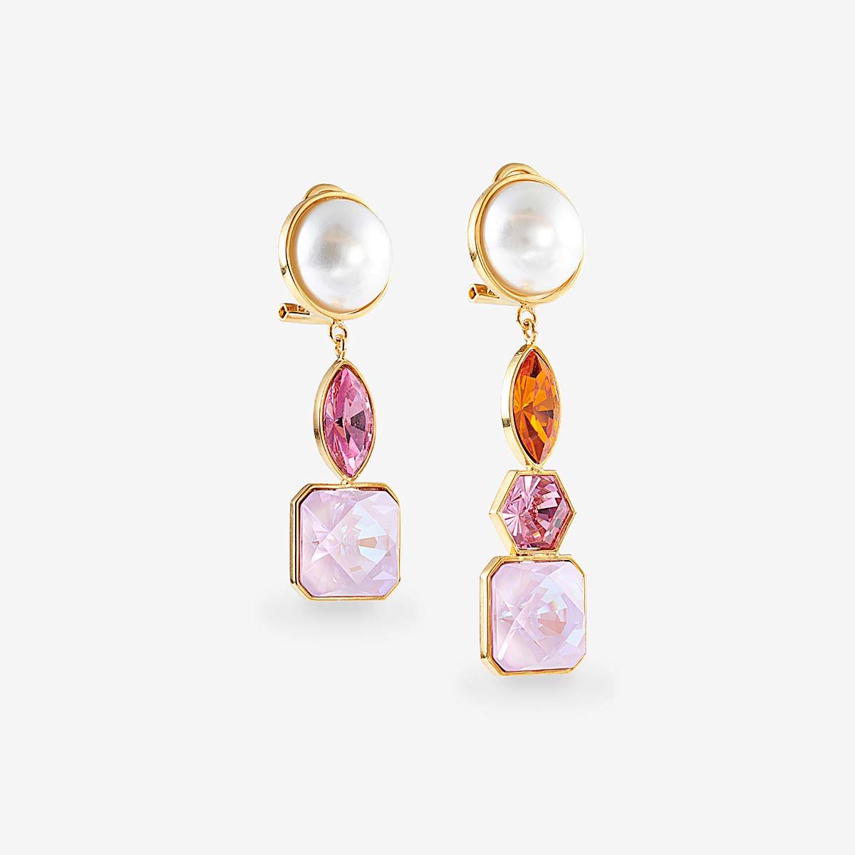 Cascade Pearls Pink - Ohrstecker - Gold