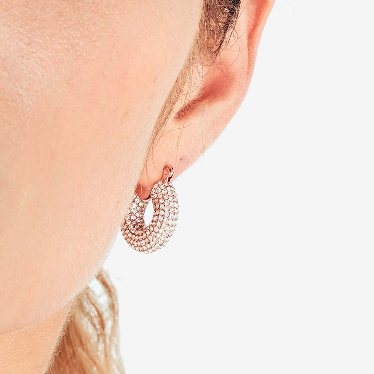 Pave Mini Donut Hoops - Creolen - Rosa
