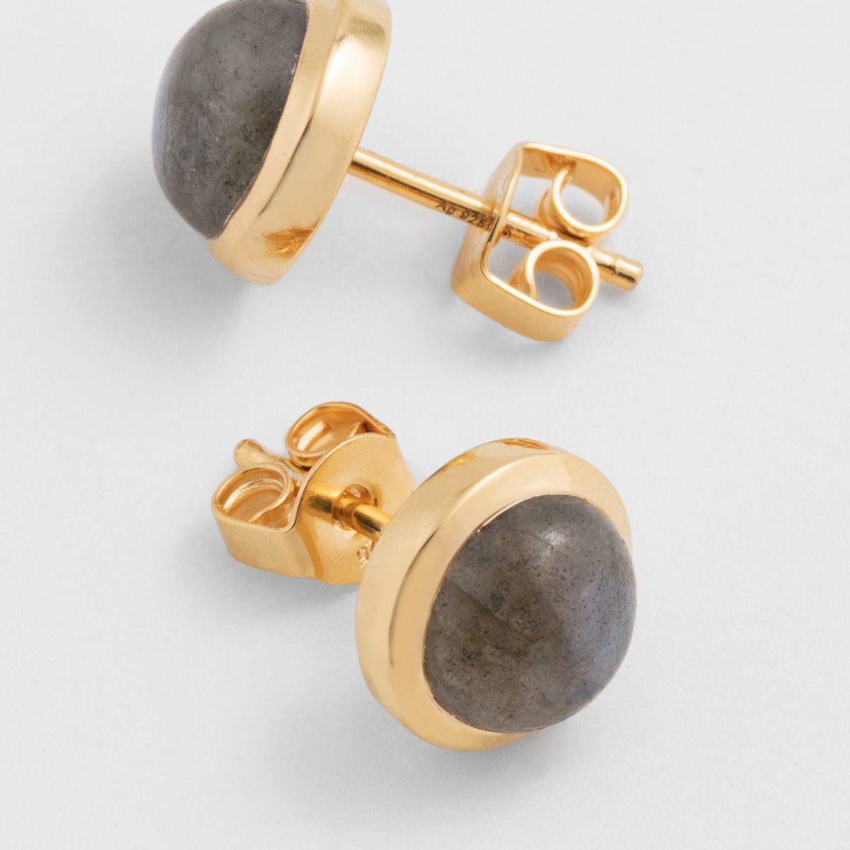 Bezel set labradorite - Ohrstecker - Grau