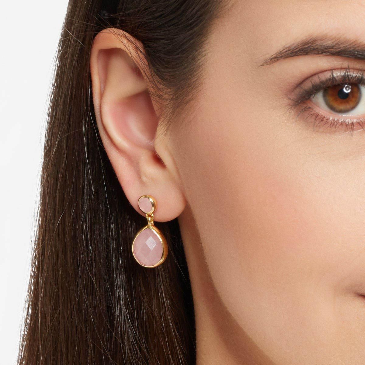 Bezel set agate - Ohrstecker - Rosa