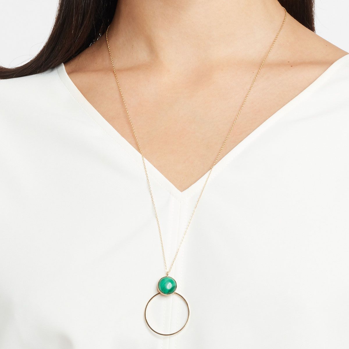 Collier Pierre Et Anneau - Halsketten - Gold