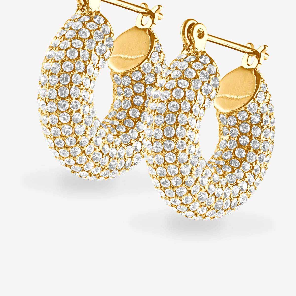Pave Mini Donut Hoops - Creolen - Gold
