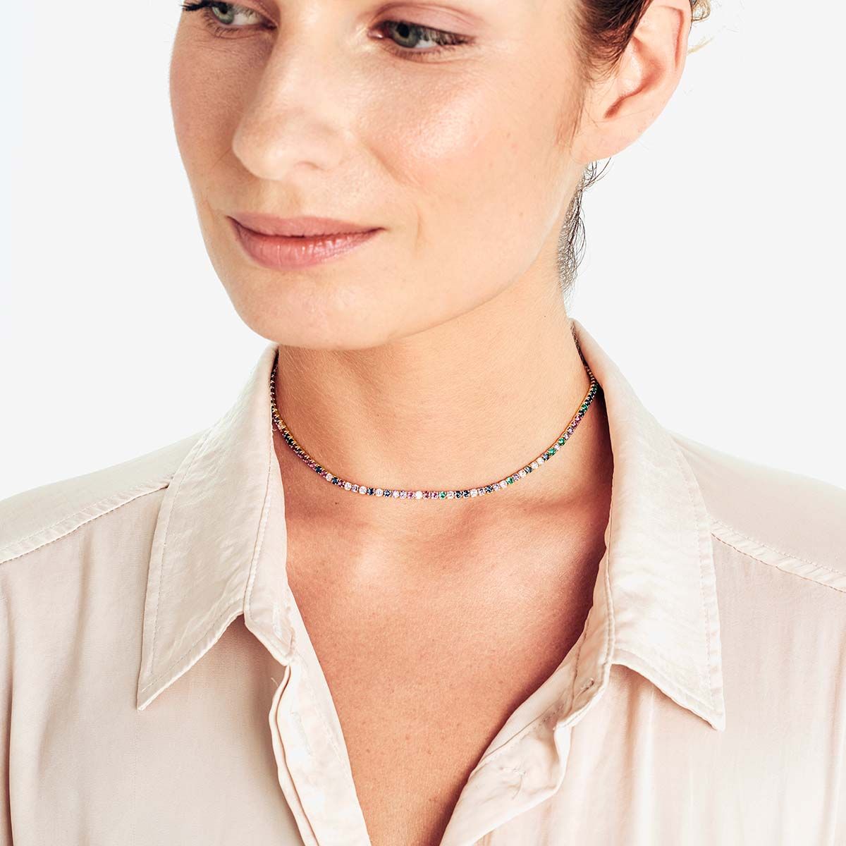 Tennis Choker - Mulit Color - Choker - Gold
