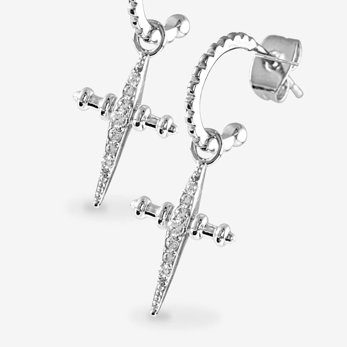 The Pave Mini Cross Hoops - Ohrstecker - Silber
