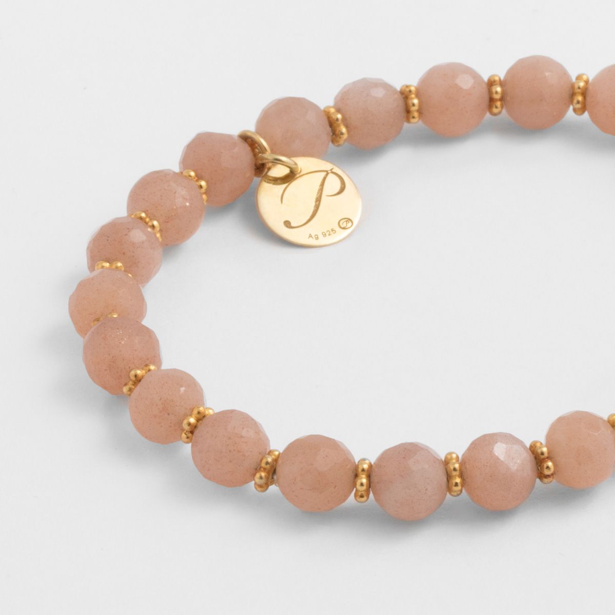 Beaded peach moonstone - Armband - Pfirsich