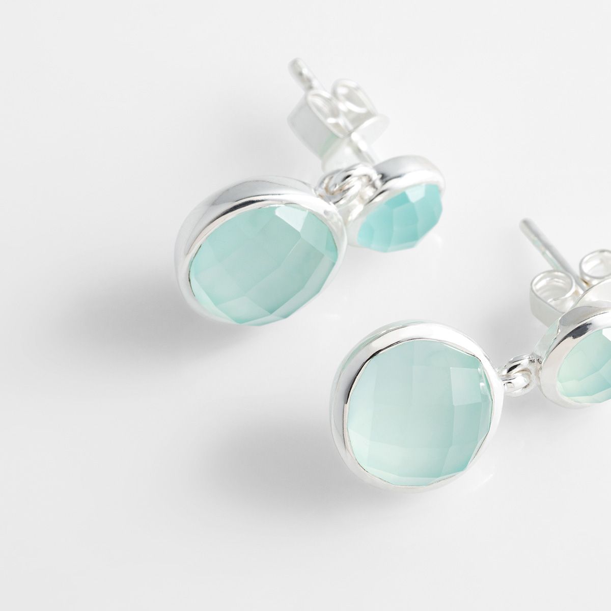 Faceted agate - Ohrstecker - Aqua