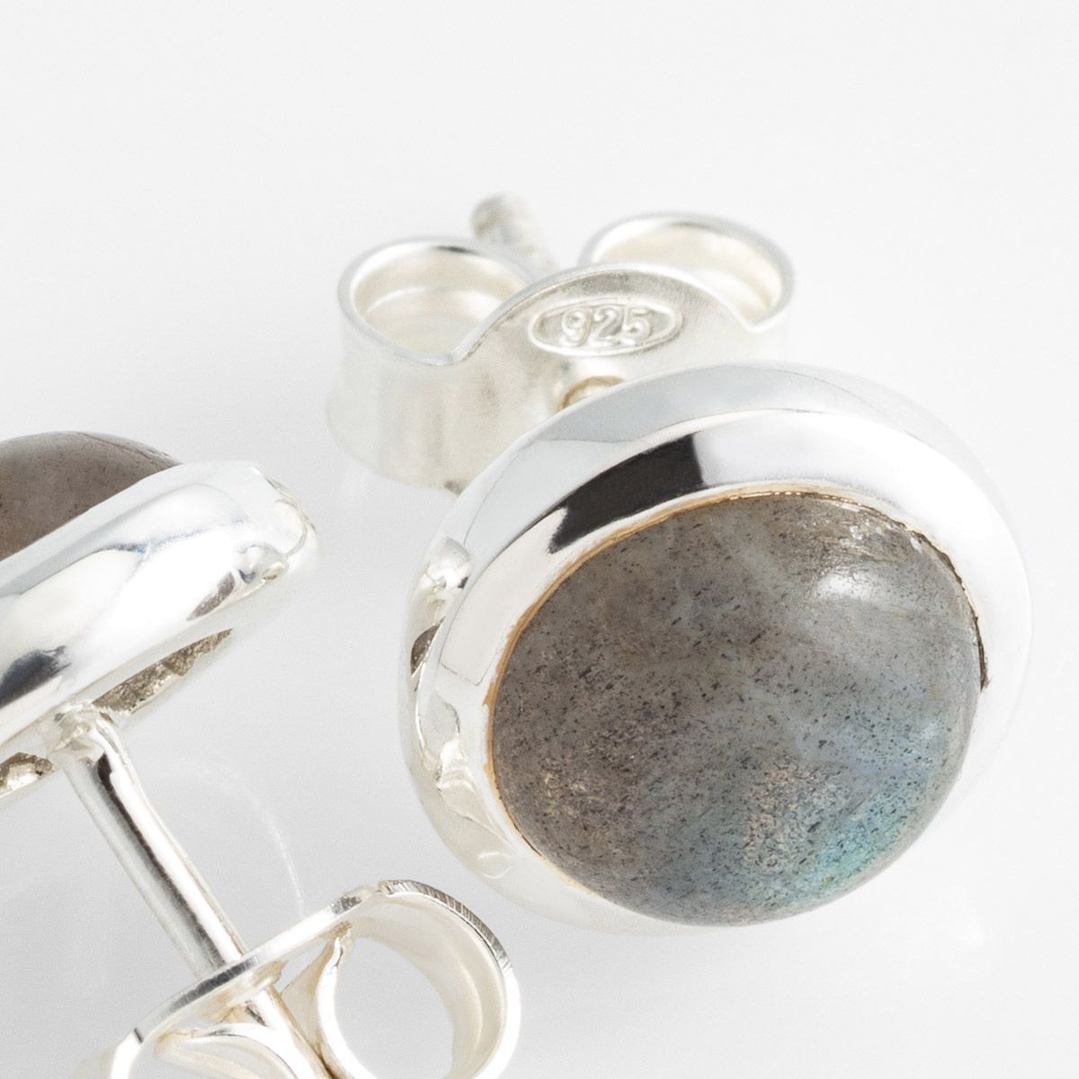 Polished labradorite - Ohrstecker - Grau
