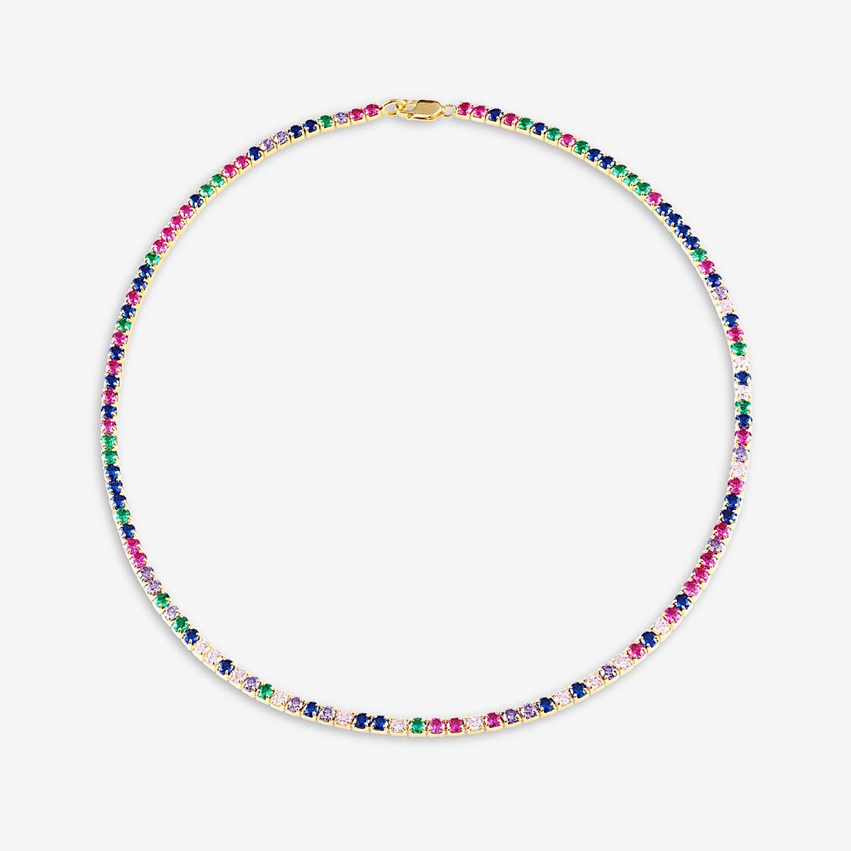 Tennis Choker - Mulit Color - Choker - Gold