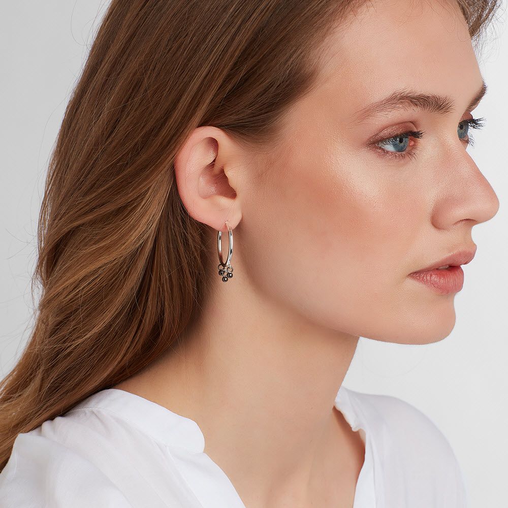 Beaded polished - Creolen - Silber