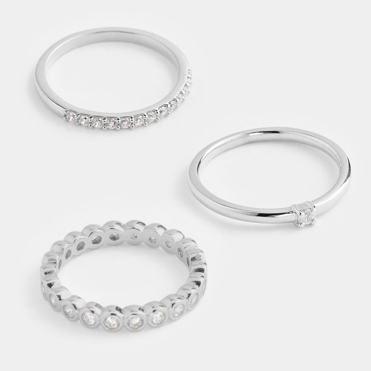 Glitzernde Silberringe (3er Set)