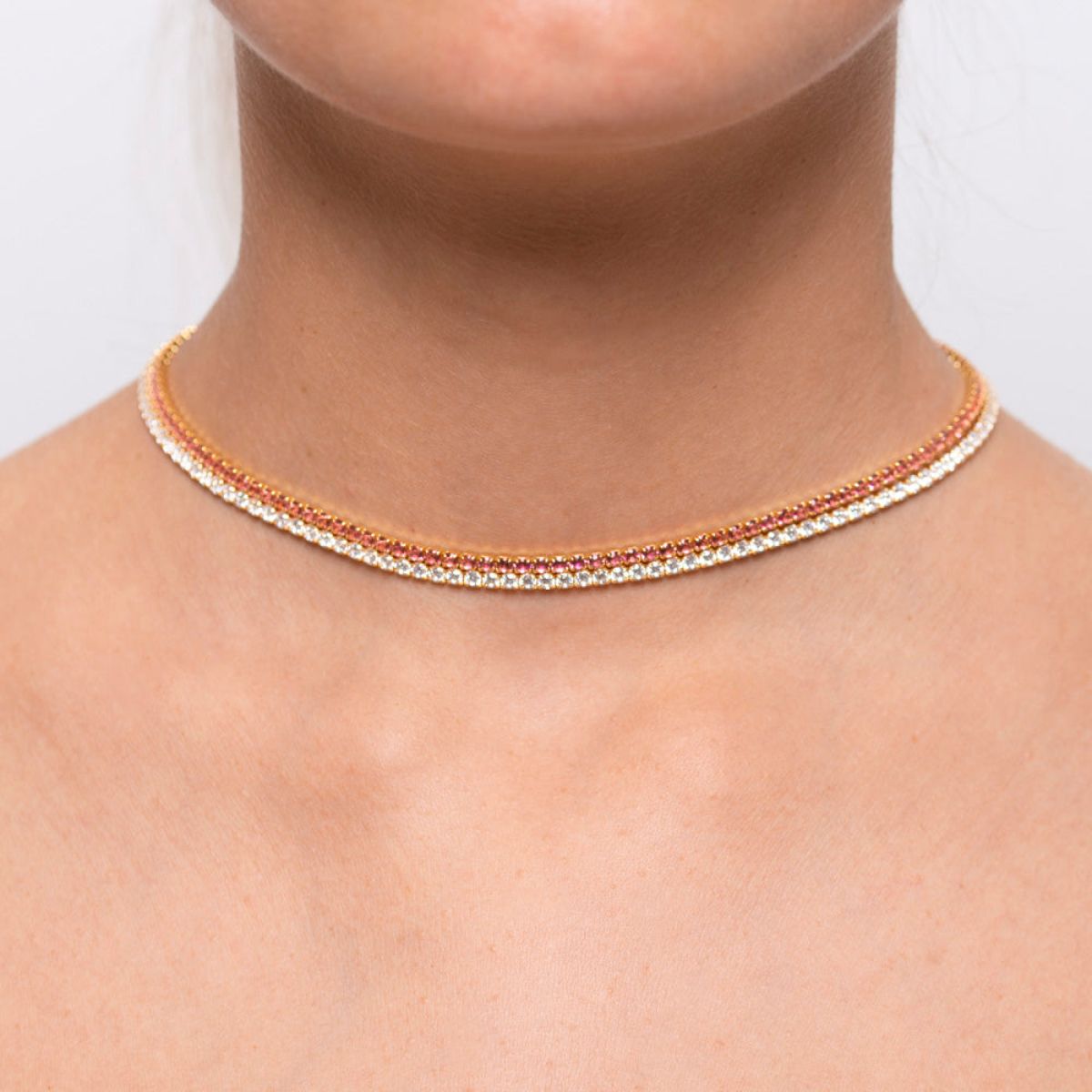 Tennis Pink - Choker - Gold