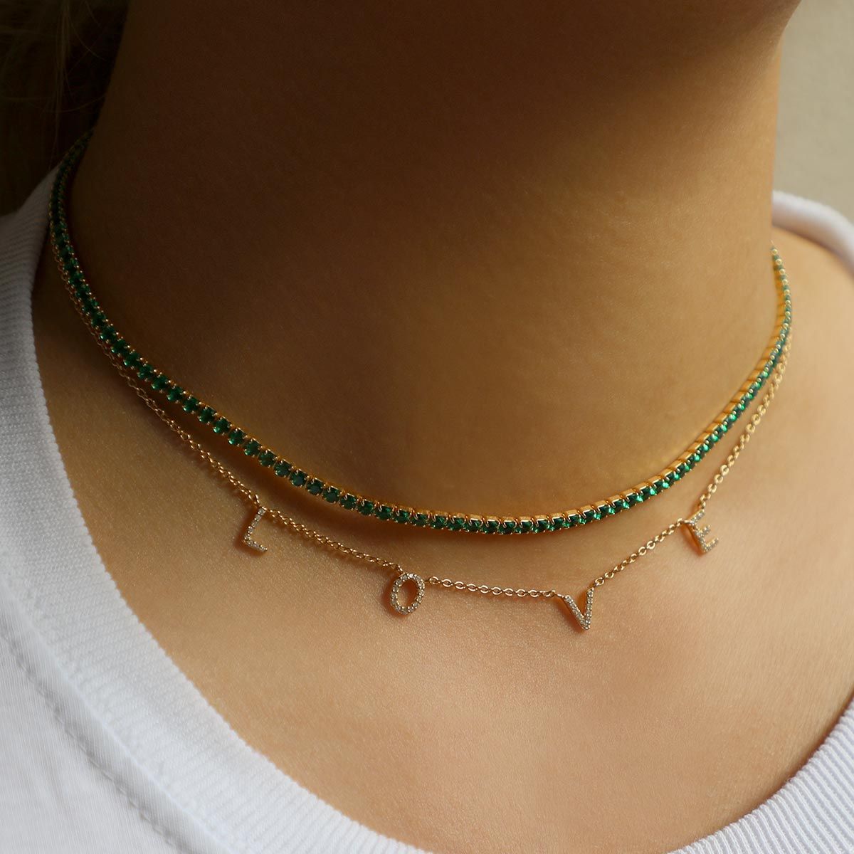 Tennis Green - Choker - Gold