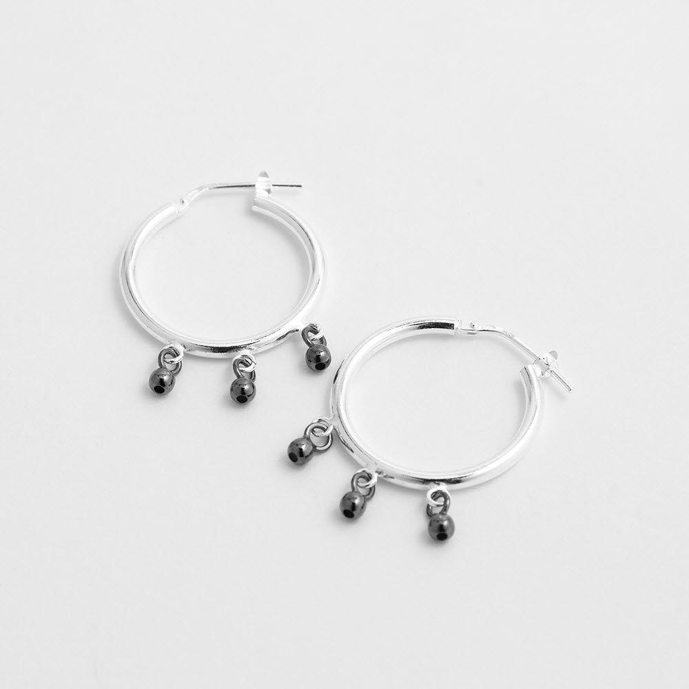 Beaded polished - Creolen - Silber