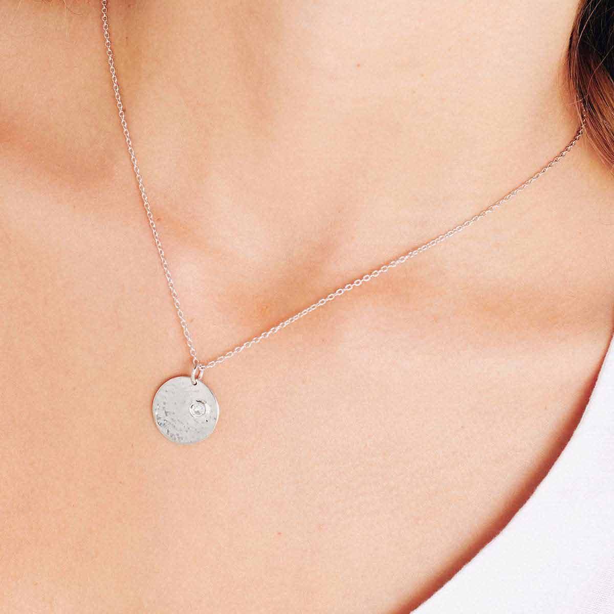 Birthstone April - Halsketten - Silber