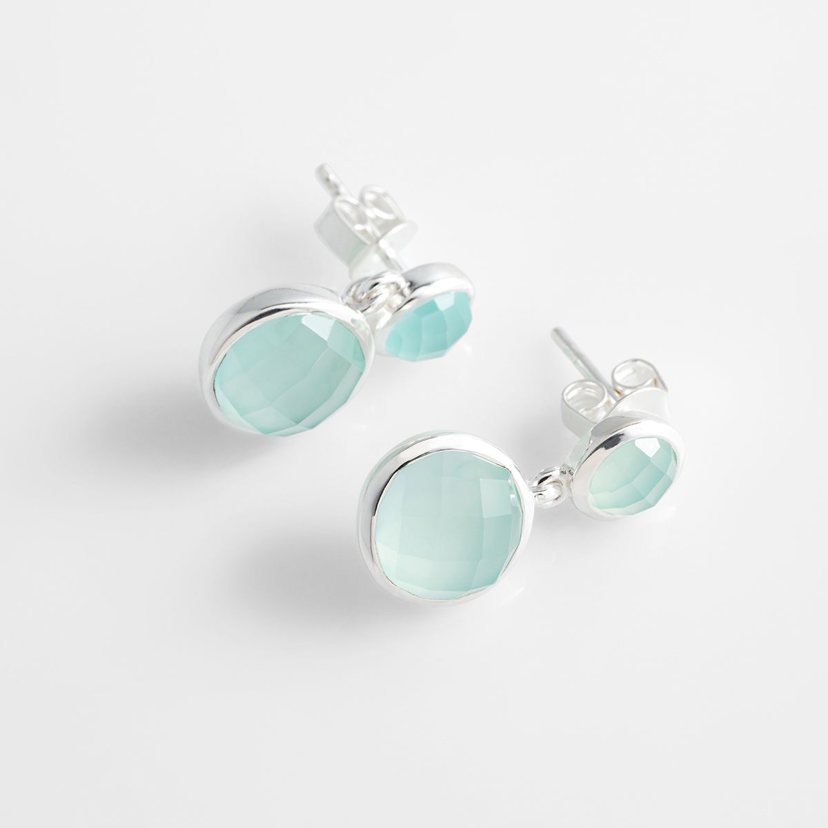 Faceted agate - Ohrstecker - Aqua