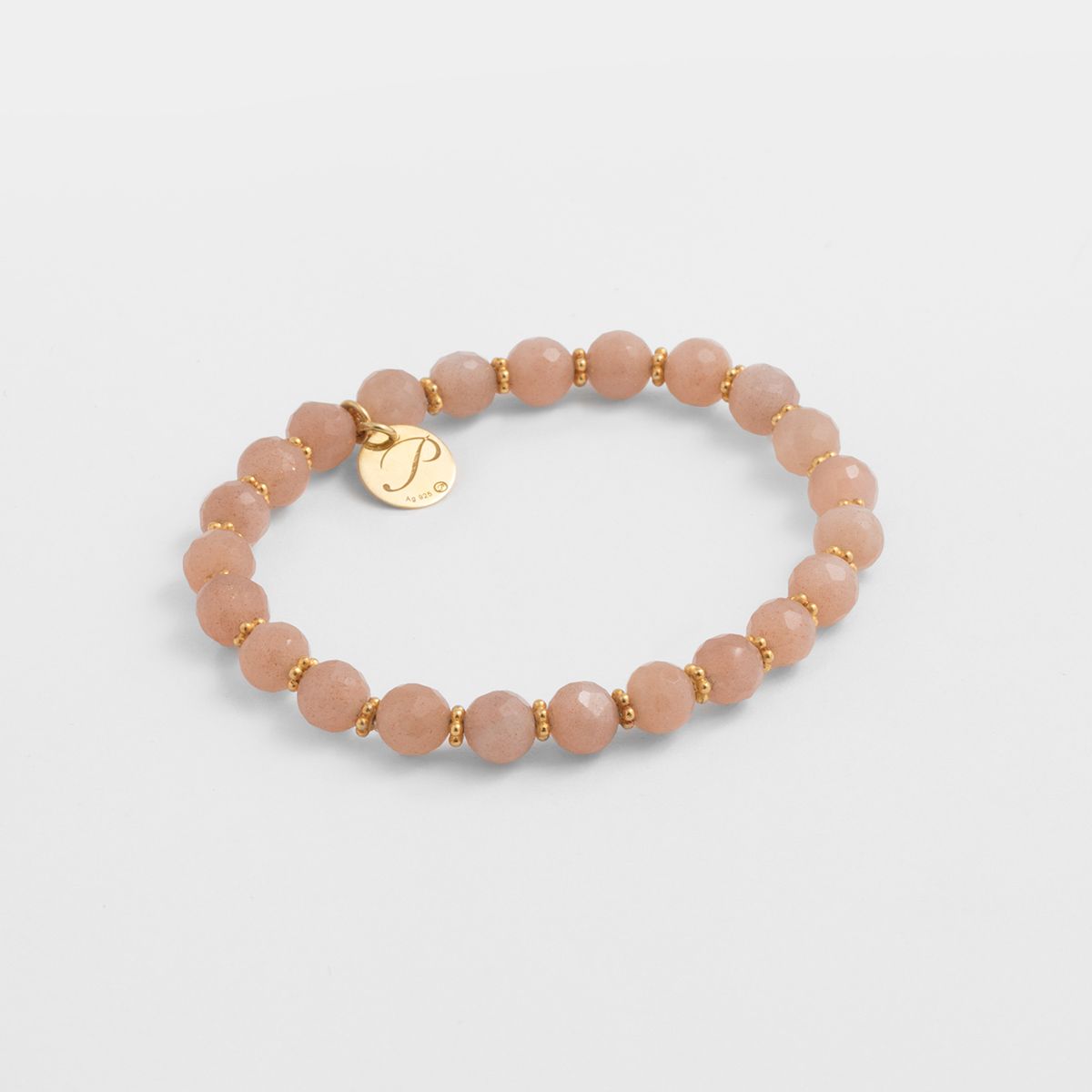 Beaded peach moonstone - Armband - Pfirsich