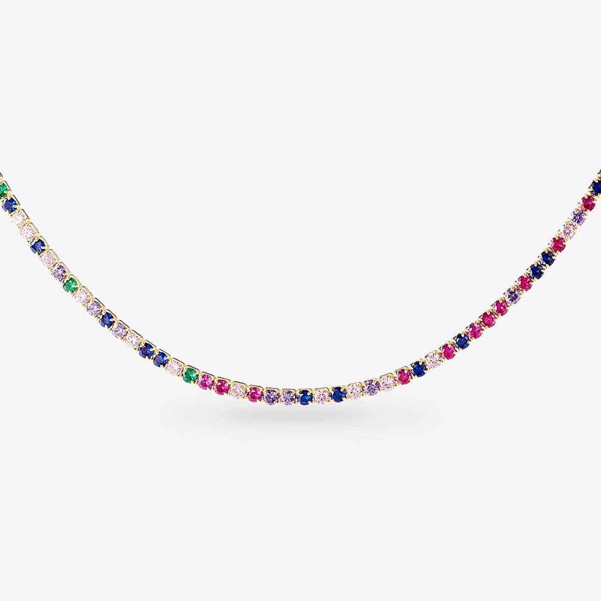 Tennis Choker - Mulit Color - Choker - Gold