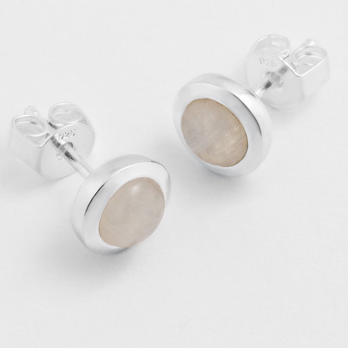 Polished rainbow moonstone - Ohrstecker - Perlmutt