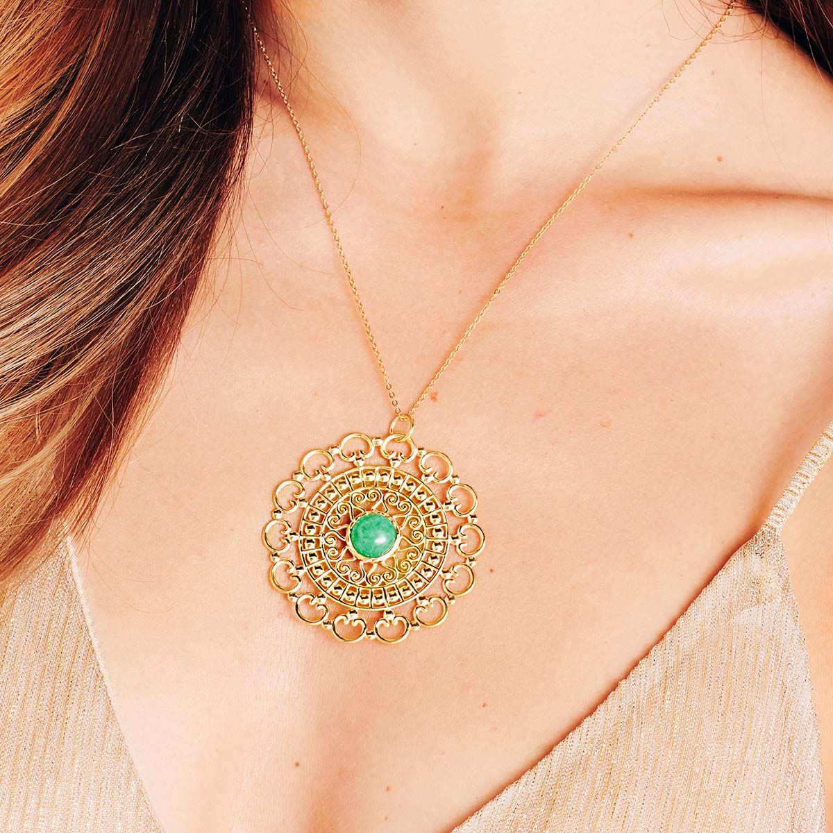Emerald statement pendant - Kettenanhänger - Gold