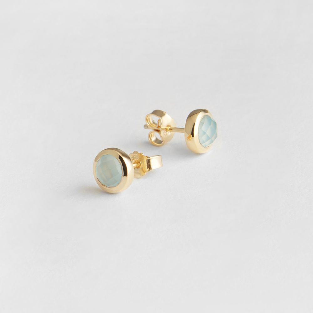 Faceted agate - Ohrstecker - Aqua