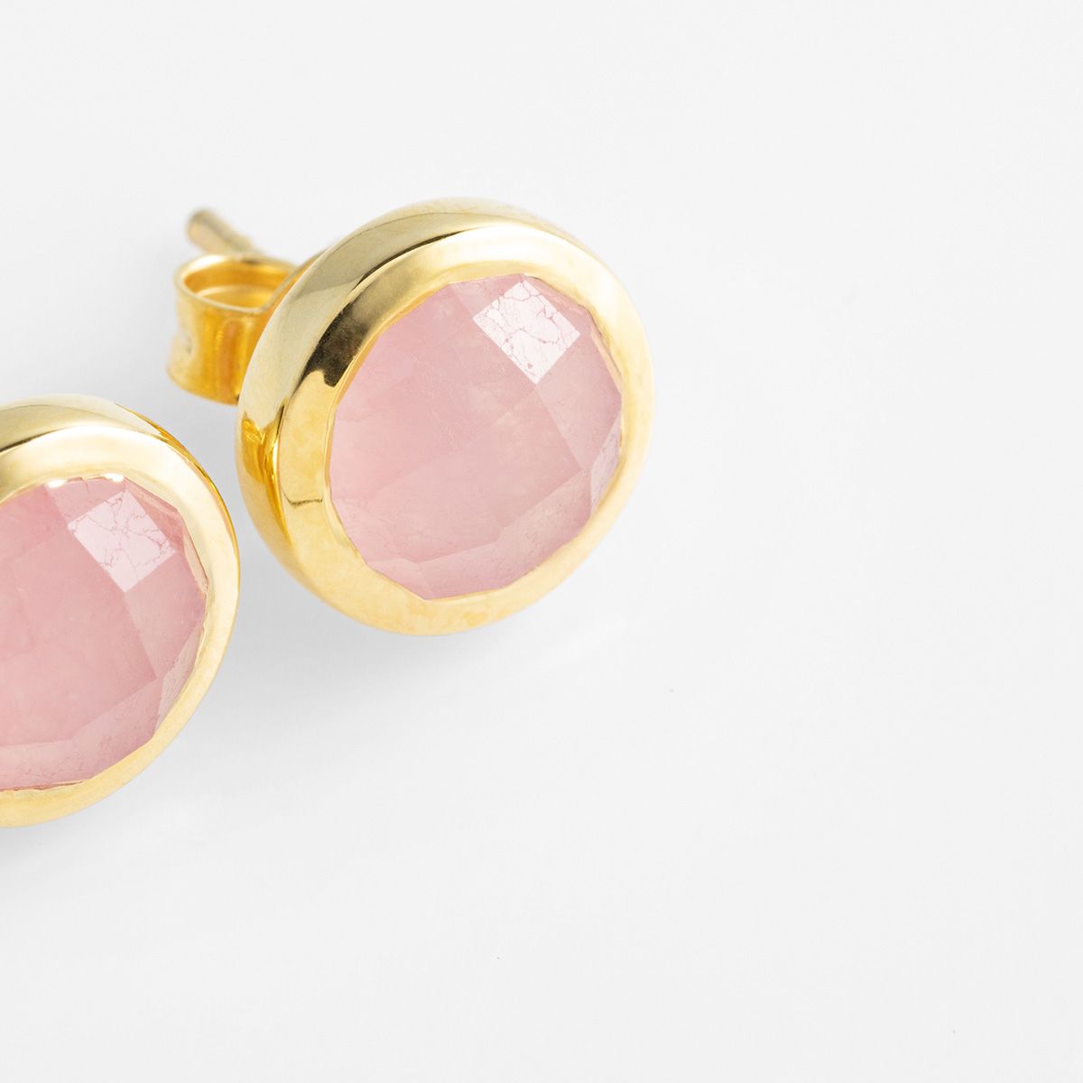 Bezel set agate - Ohrstecker - Rosa