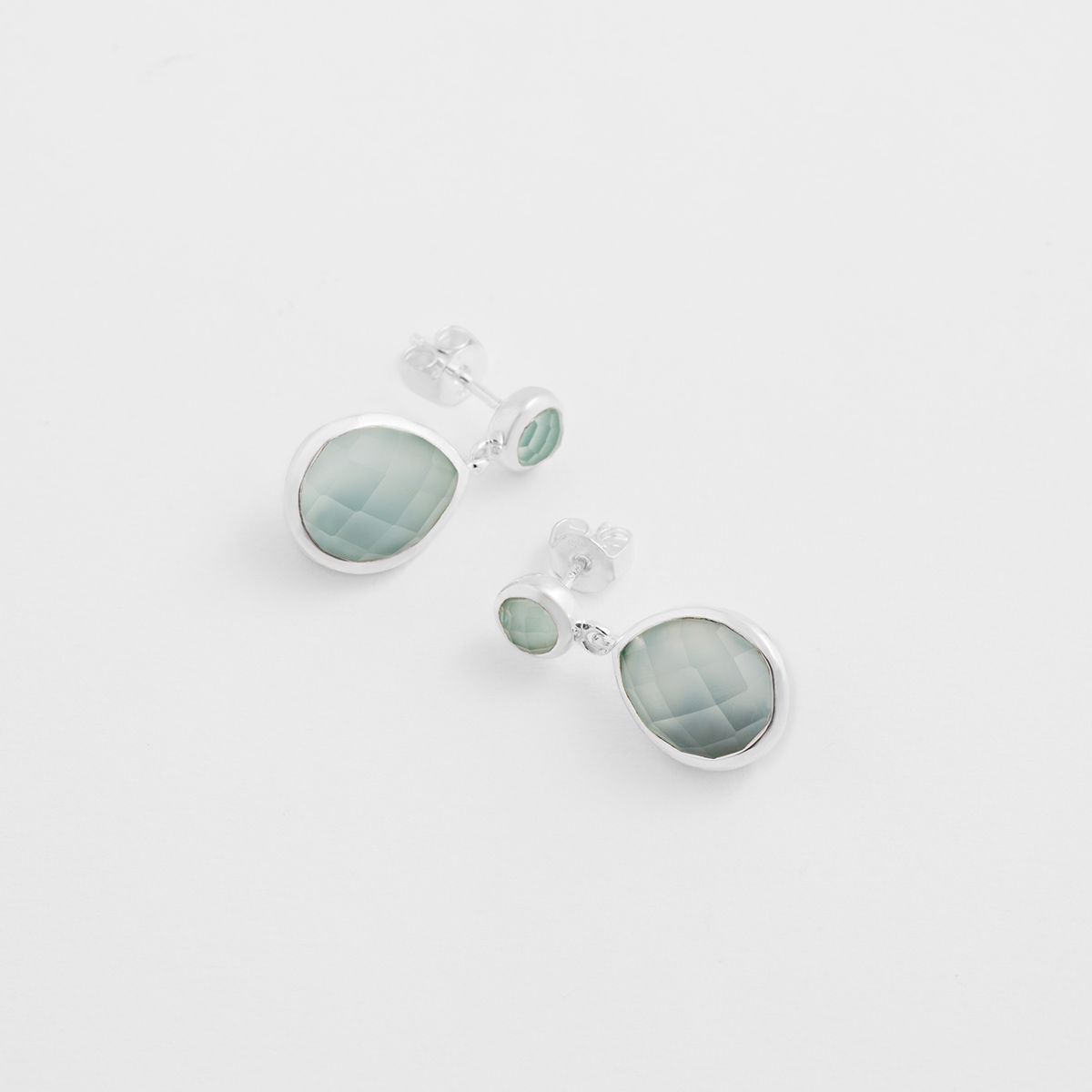 Drop-shaped agate - Ohrstecker - Aqua