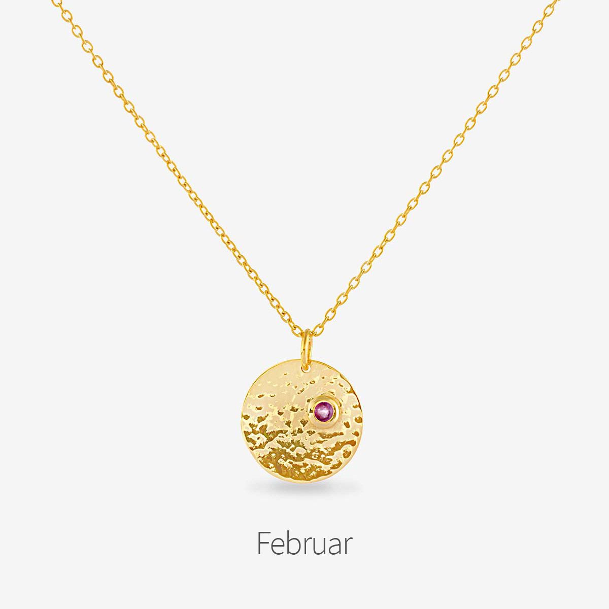 Birthstone February - Halsketten - 18k vergoldet