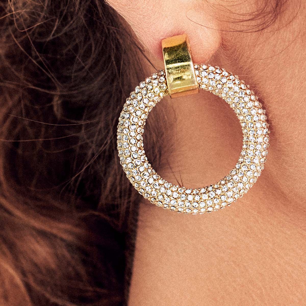 The Pave Door Knocker Hoops - Ohrstecker - Gold
